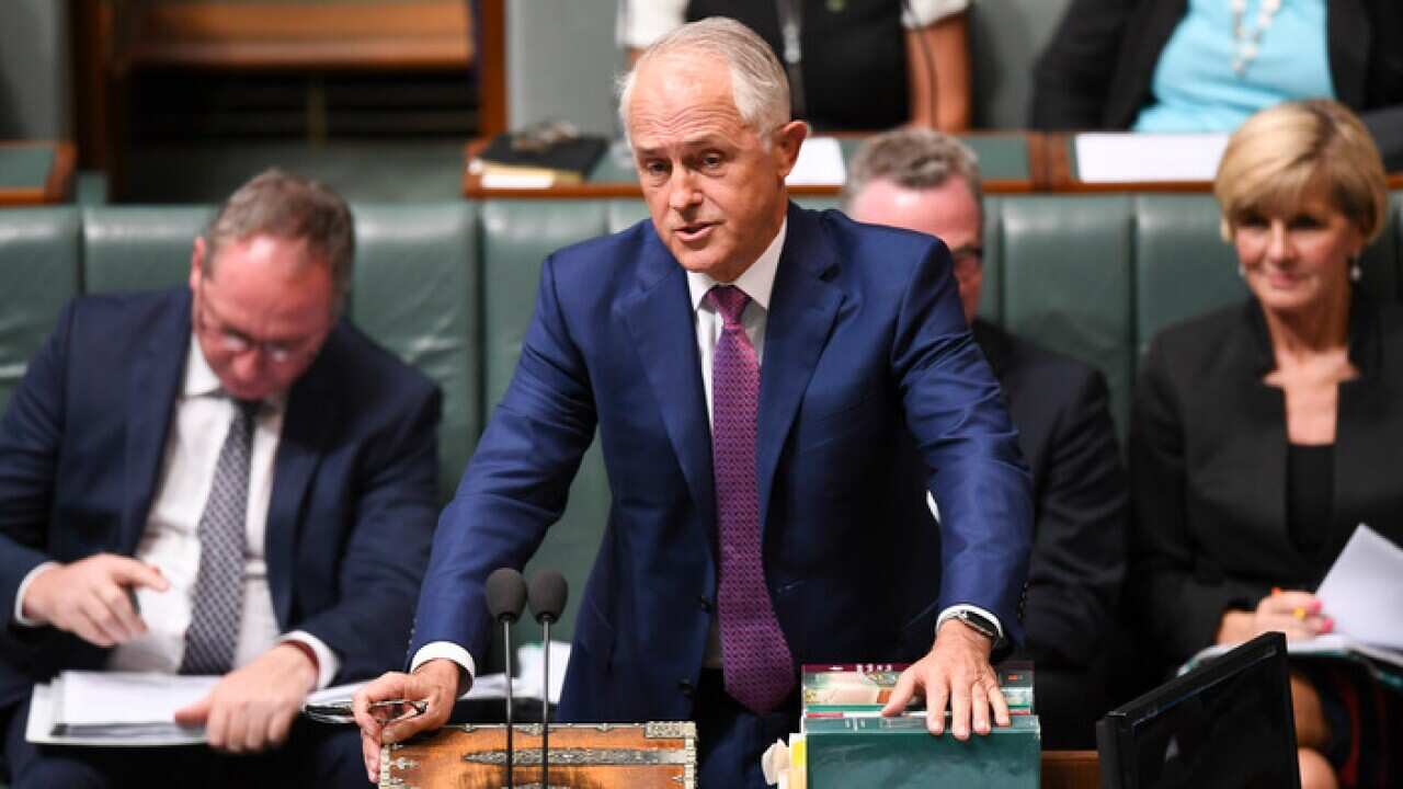 Australian Prime Minister Malcolm Turnbull speaks during House of Representatives Question Time at Parliament House in Canberra, Thursday, February 8, 2018. (AAP Image/Lukas Coch) NO ARCHIVING