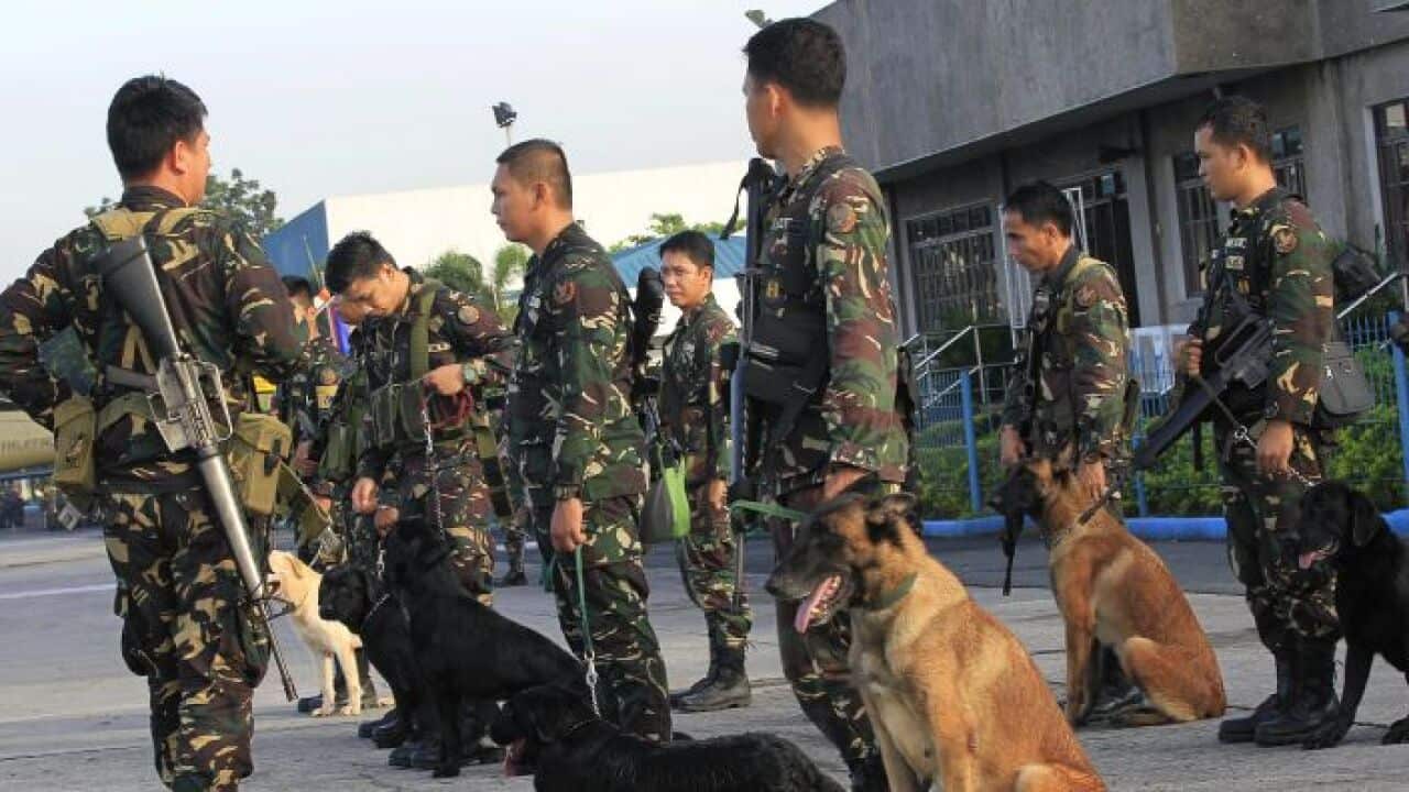 Filipino soldiers search for militant Islamic group Abu Sayyaf.