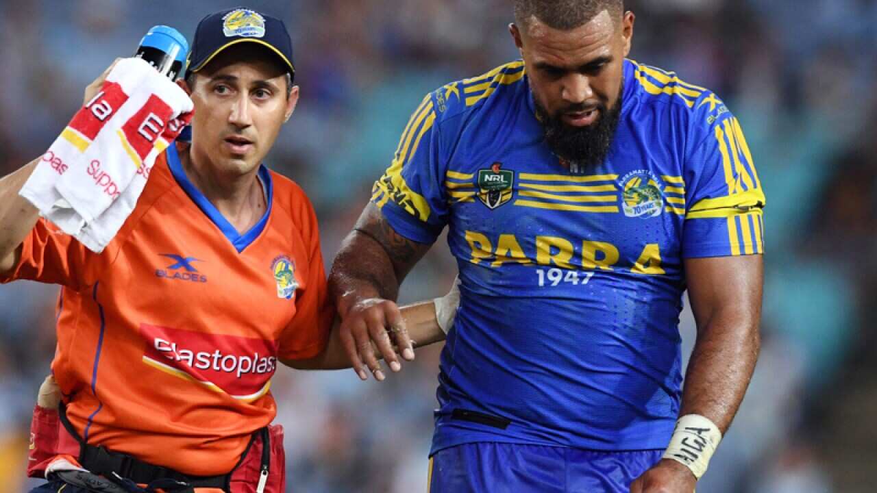 Frank Pritchard (right) of the Eels