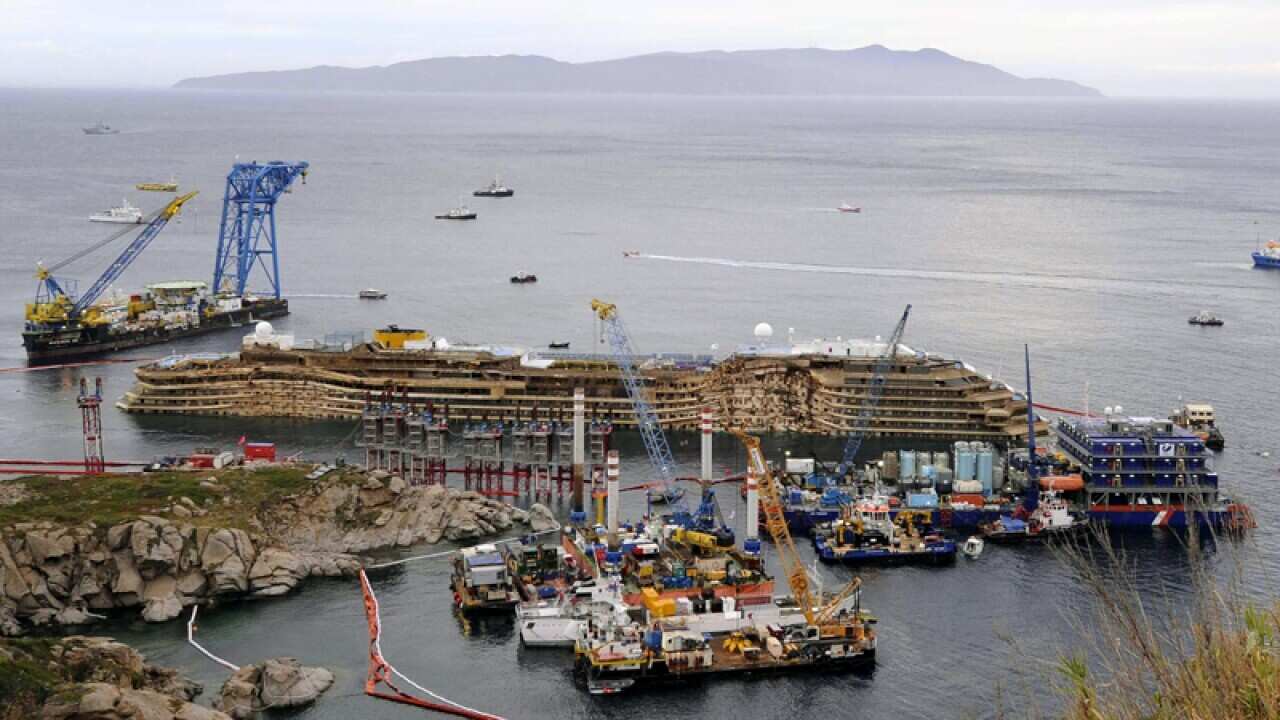 The shipwrecked cruise ship Costa Concordia