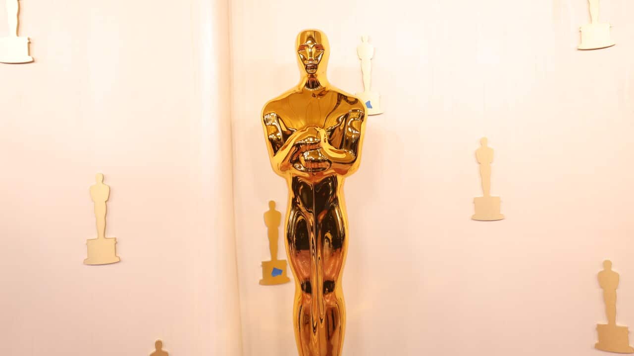 A large golden statue of an Oscar