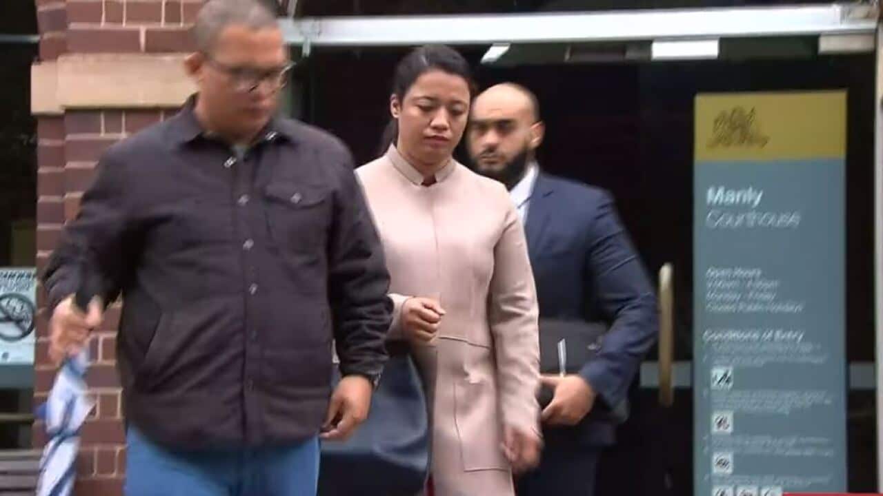 Anita Prajapati outside Manly Courthouse in Sydney Australia