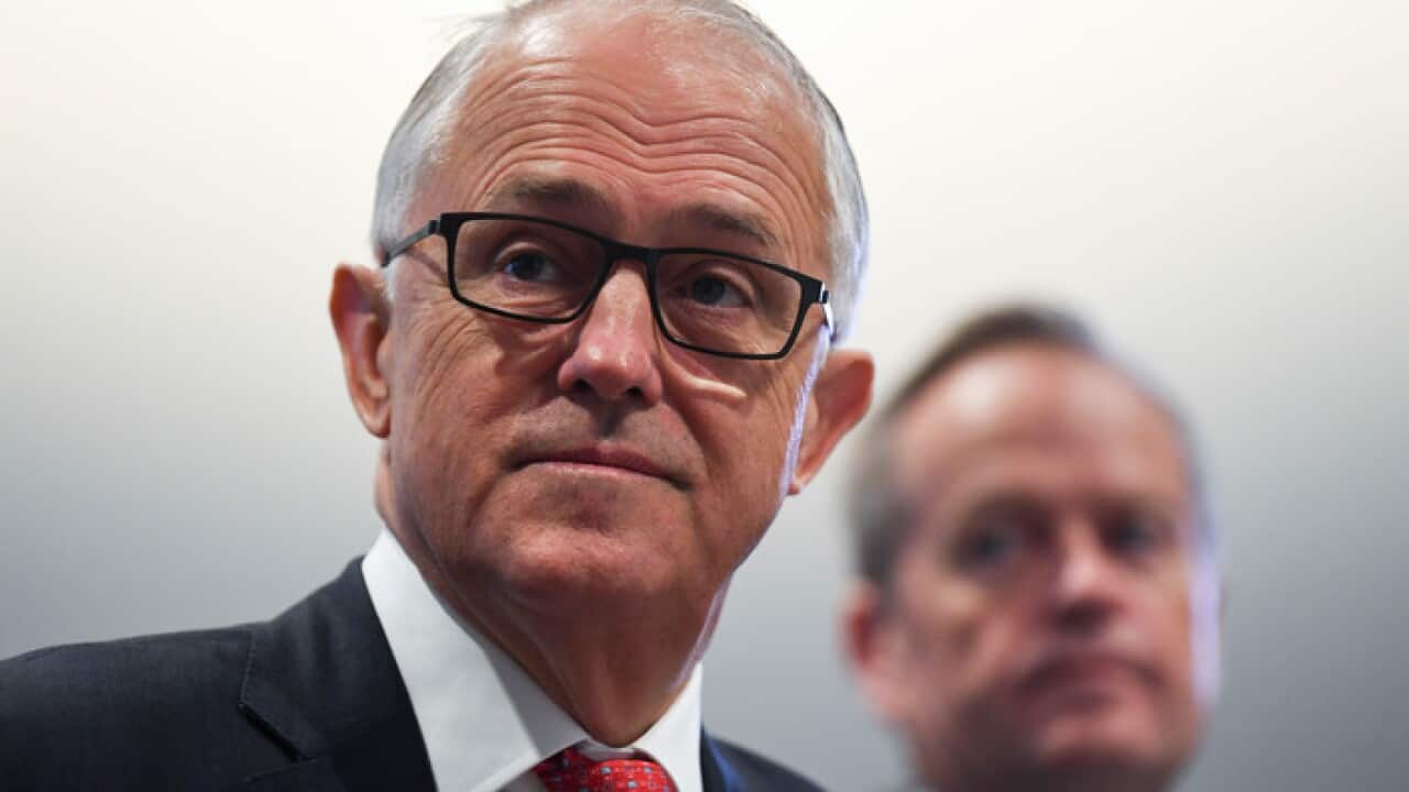 Australian Prime Minister Malcolm Turnbull (left) and Australian Opposition Leader Bill Shorten