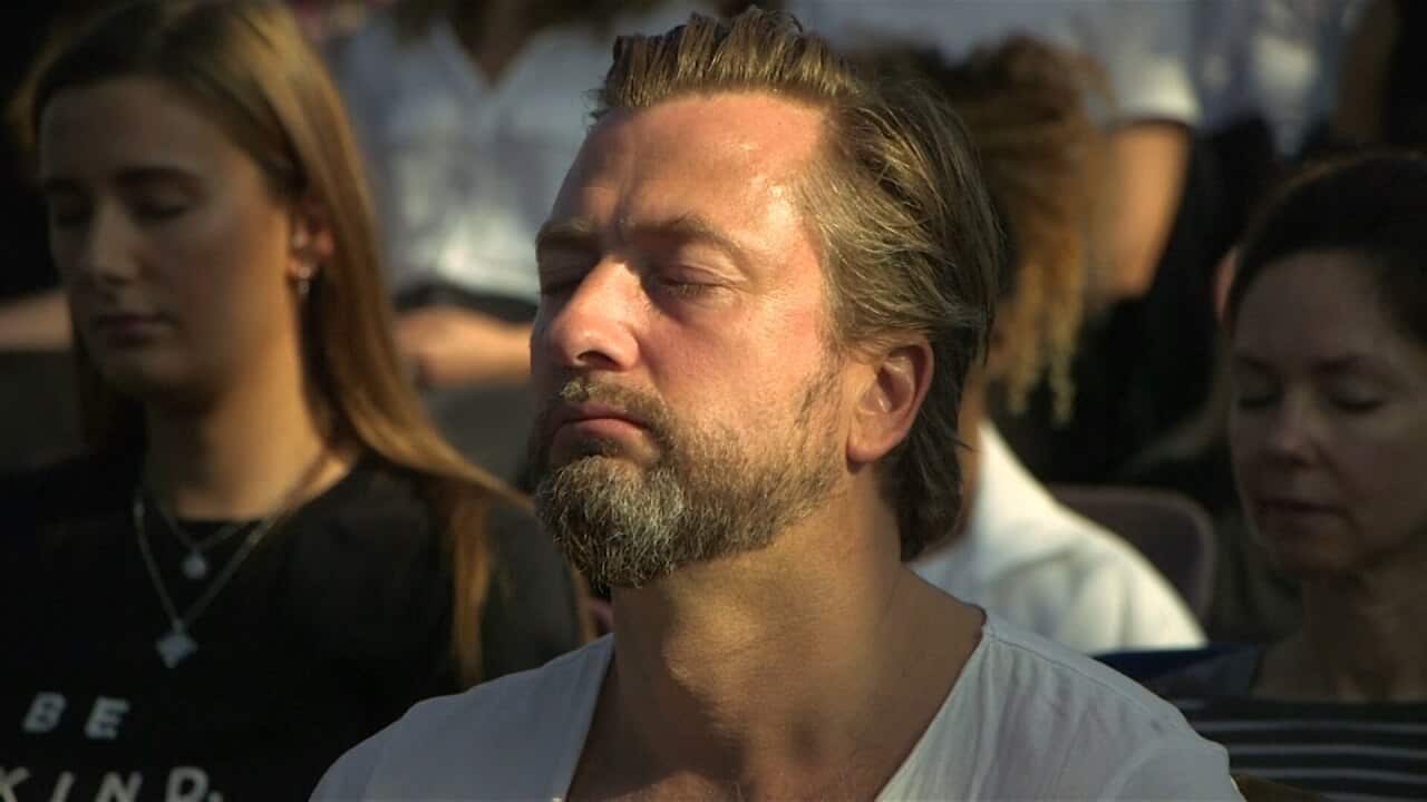 Brits de-stress through meditation at top of London's Gherkin building