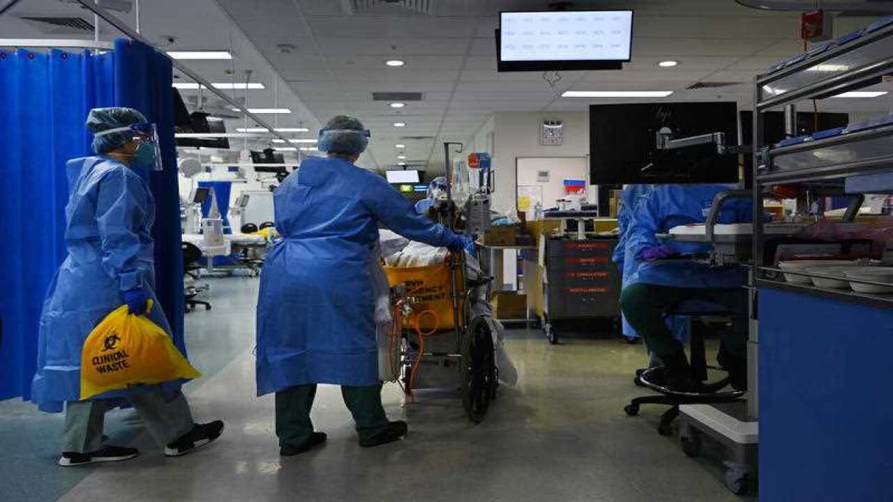 A supplied image of ICU staff caring for COVID-19 positive patients in the ICU of St Vincent’s Hospital in Sydney, Tuesday, 13 July, 2021.
