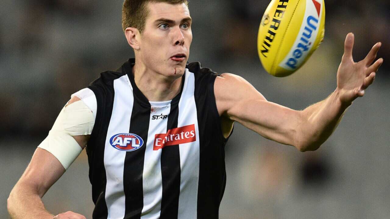 Mason Cox of the Magpies