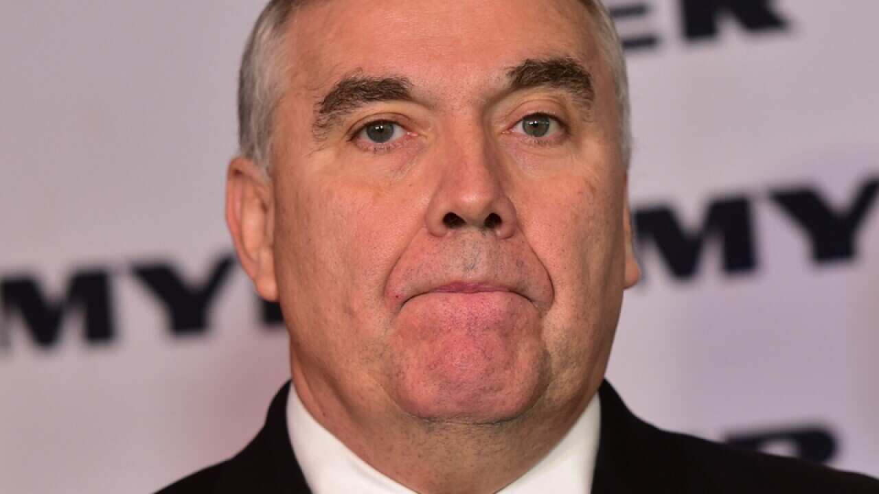 Department store Myer's outgoing chief executive Bernie Brookes