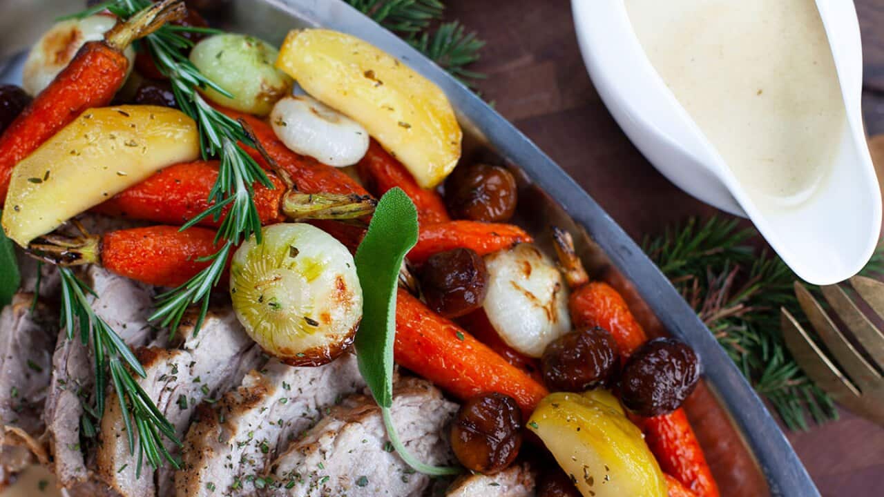 Roasted carrot, apple and chestnuts