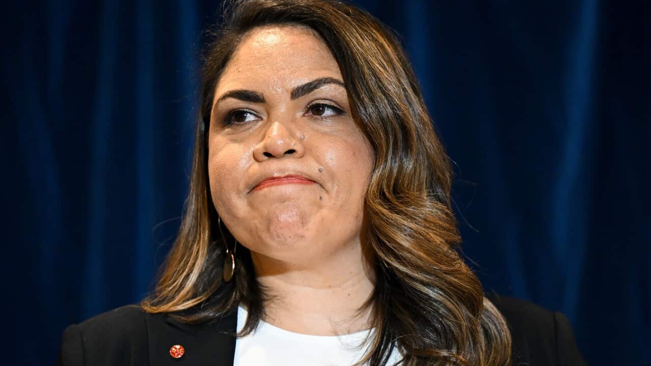 Jacinta Price grimaces.