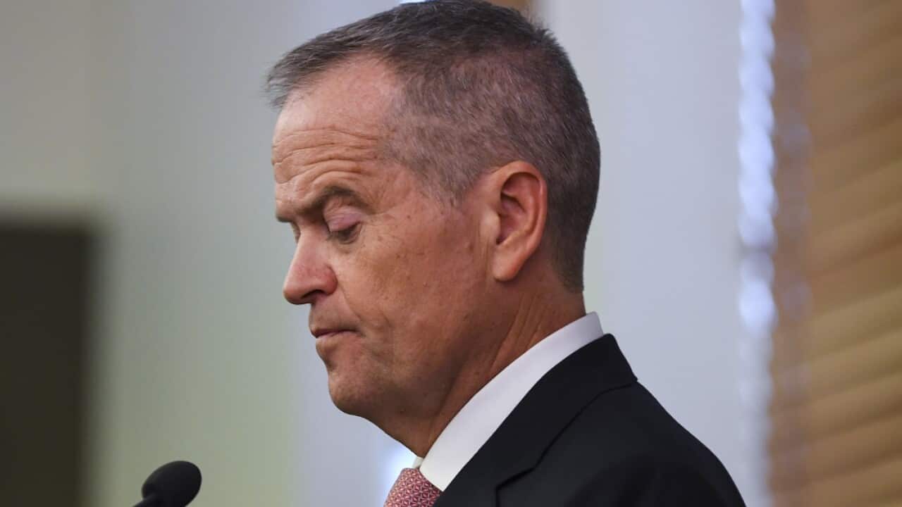 Former Australian Opposition Leader Bill Shorten addresses a Labor party Caucus meeting at Parliament House in Canberra, Thursday, 30 May 2019. The 46th parliament is expected to open in the first week of July, 2019. (AAP Image/Lukas Coch) NO ARCHIVING