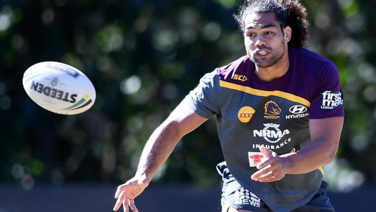 Adam Blair during a Brisbane Broncos training