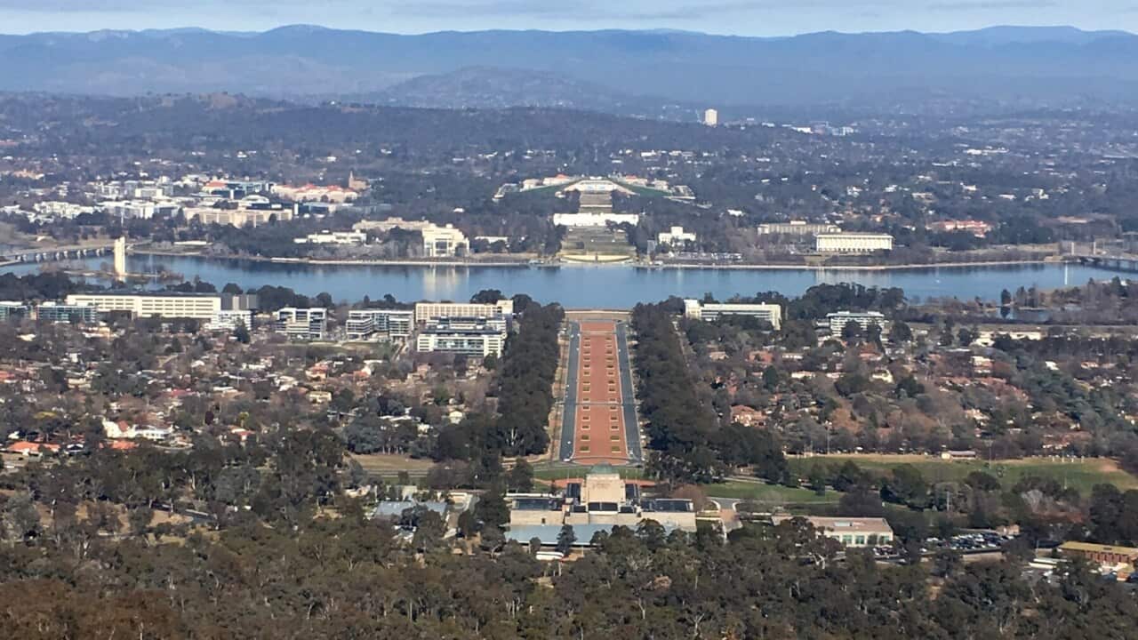 View towards Parliament House in Canberra
