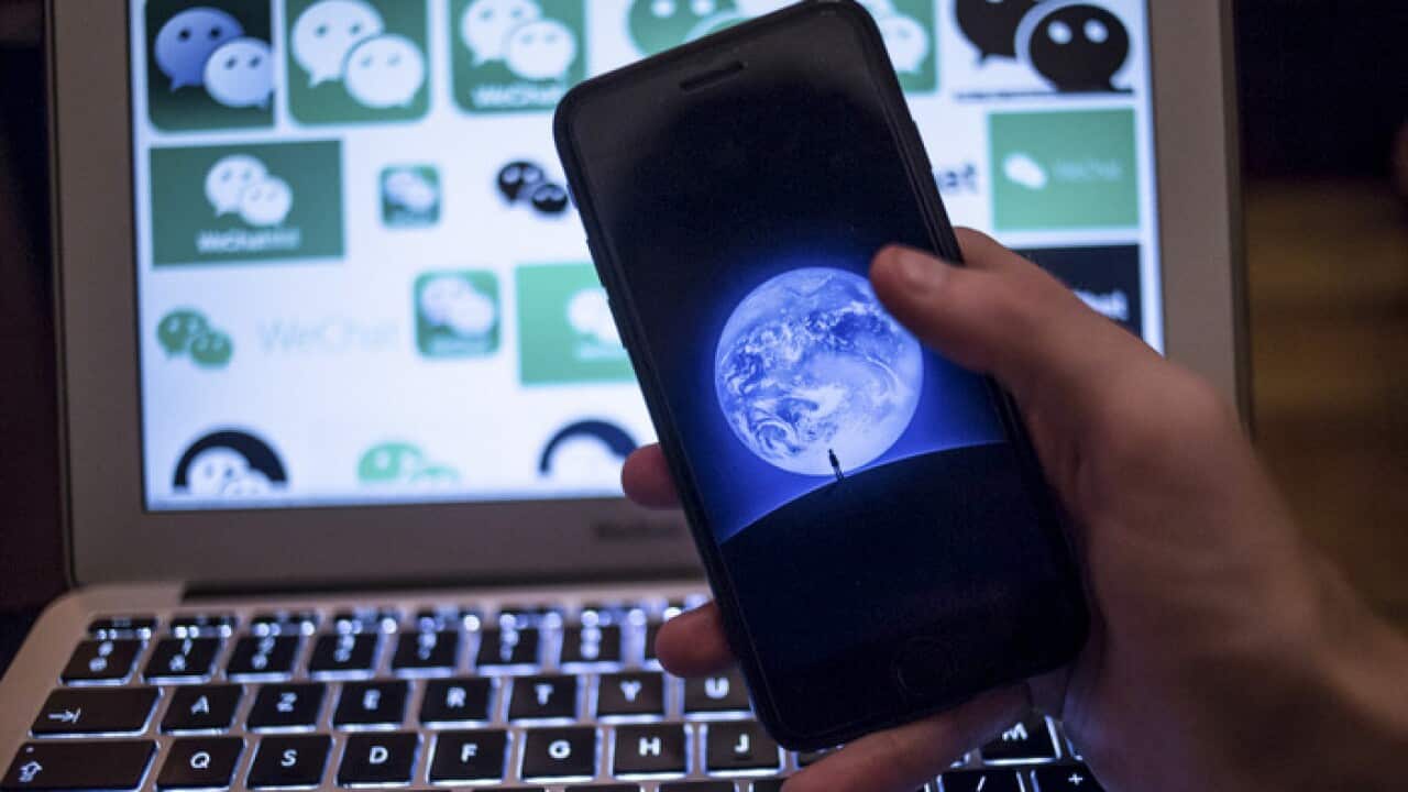 The WeChat application seen displayed on an iPhone.