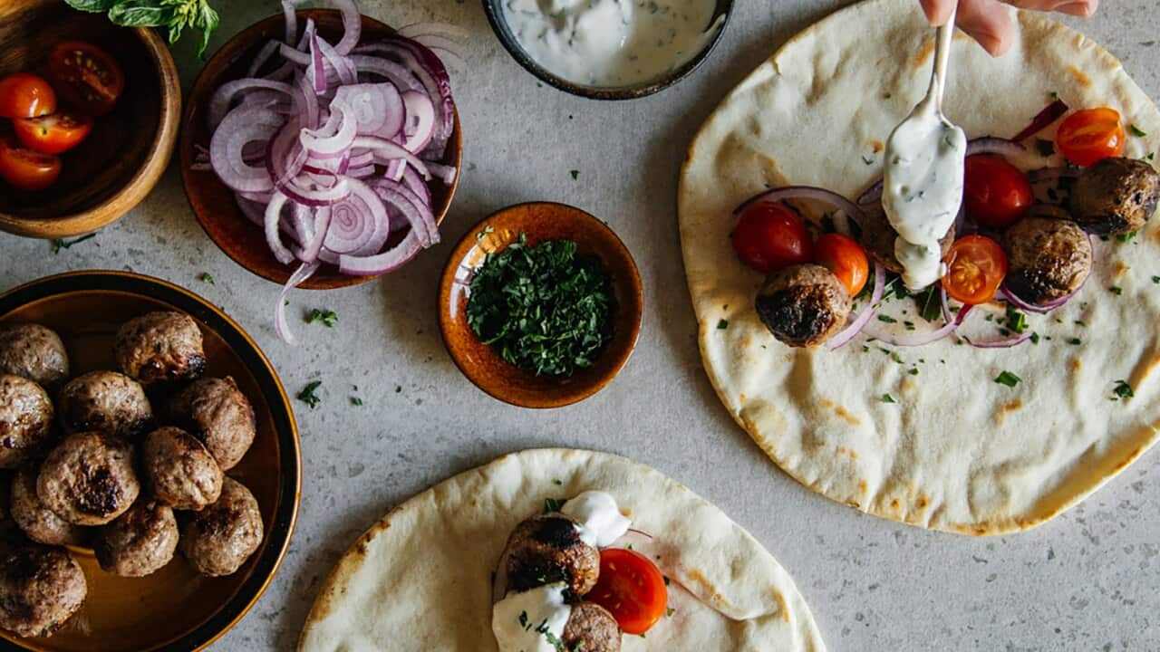 Moroccan lamb meatballs with minted yoghurt