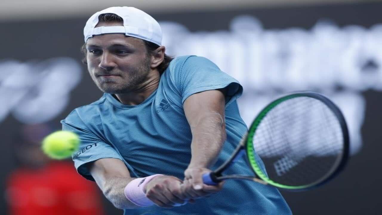Lucas Pouille of France in action.