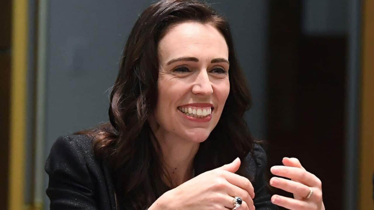 New Zealand's Prime Minister Jacinda Ardern smiles at the start of bilateral talks with Australian Prime Minister Scott Morrison