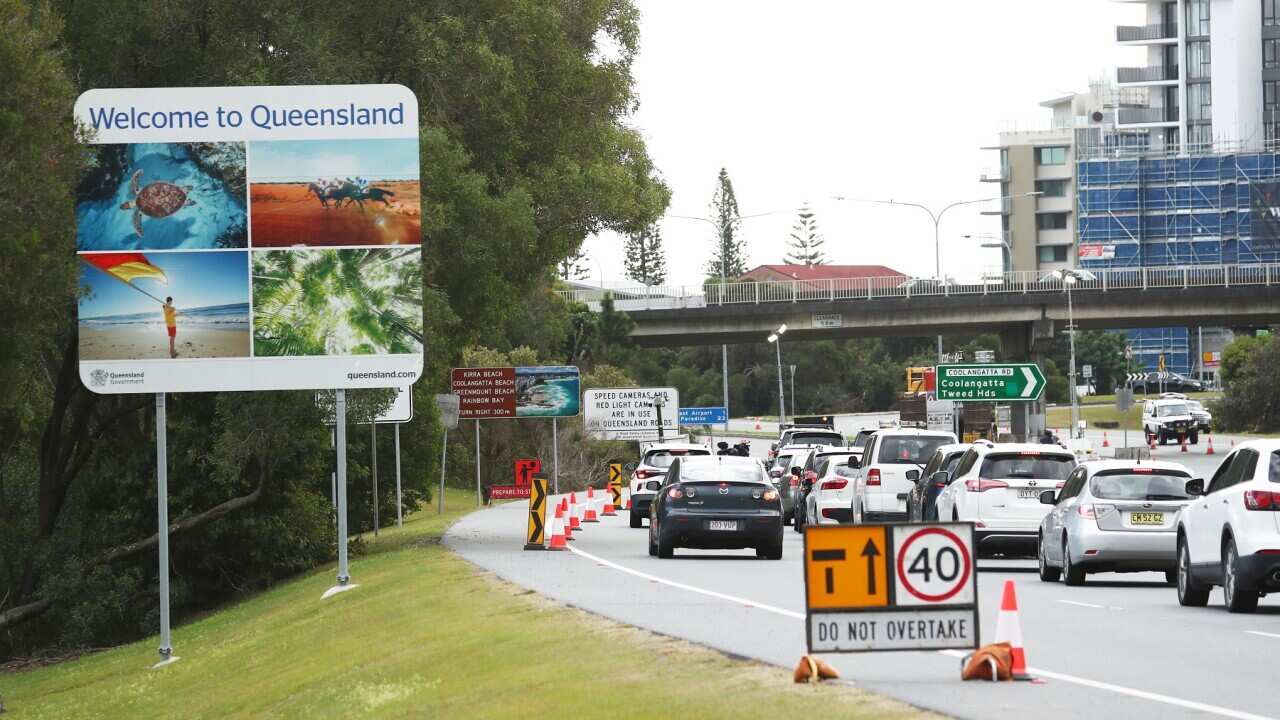 Scenes on the Gold Coast Highway at the Queensland and New South Wales border on the Gold Coast, Friday, July 23, 2021. (AAP Image/Jason O'Brien) NO ARCHIVING