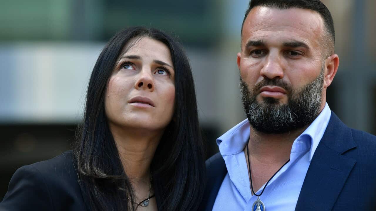 Leila Abdallah (left) and Danny Abdallah outside Parramatta District Court in Sydney