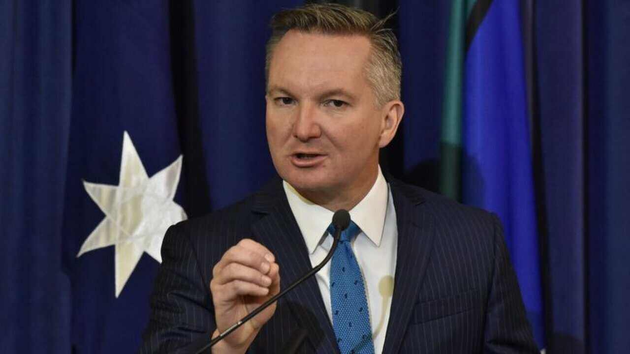 Shadow Treasurer Chris Bowen is seen during a press conference at Parliament House on March 27, 2018 in Canberra.