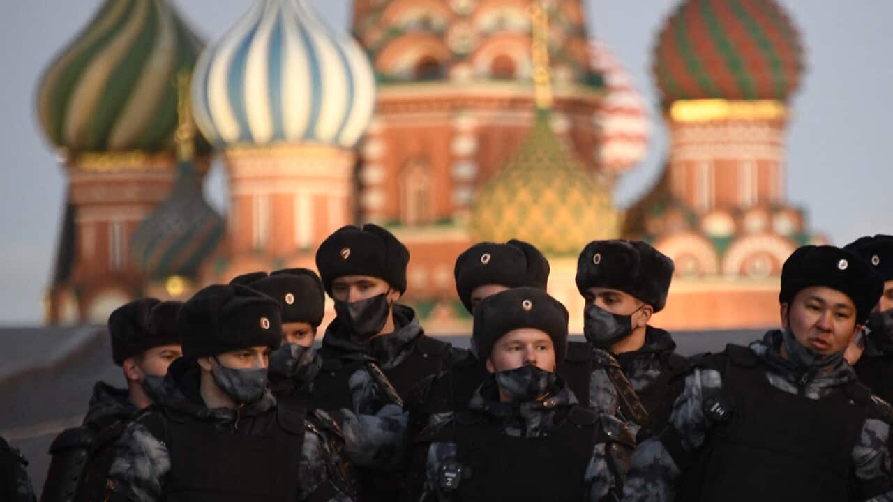 A group of Russian police officers