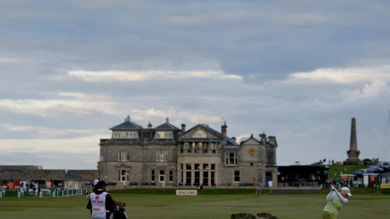 Wendy Doolan tees off at the Royal and Ancient golf course.