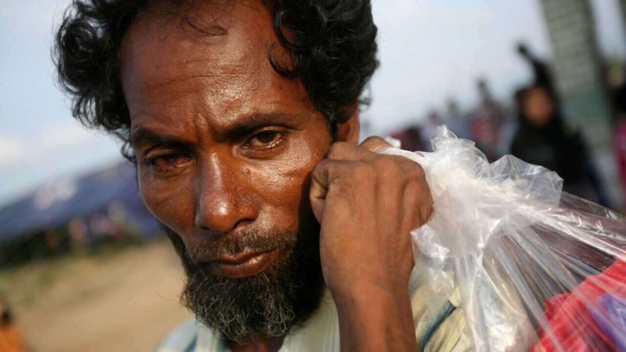 A Rohingya man at a shelter in Indonesia