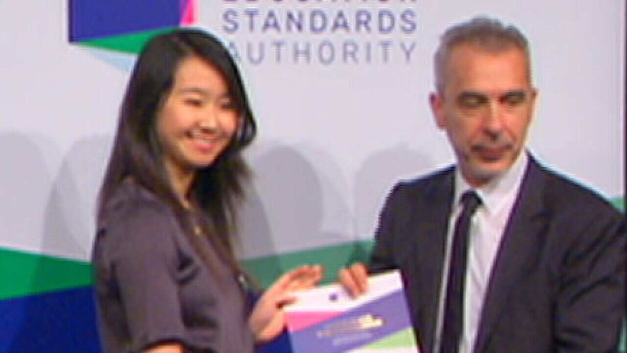NSW student Serena Gao celebrates her academic success.