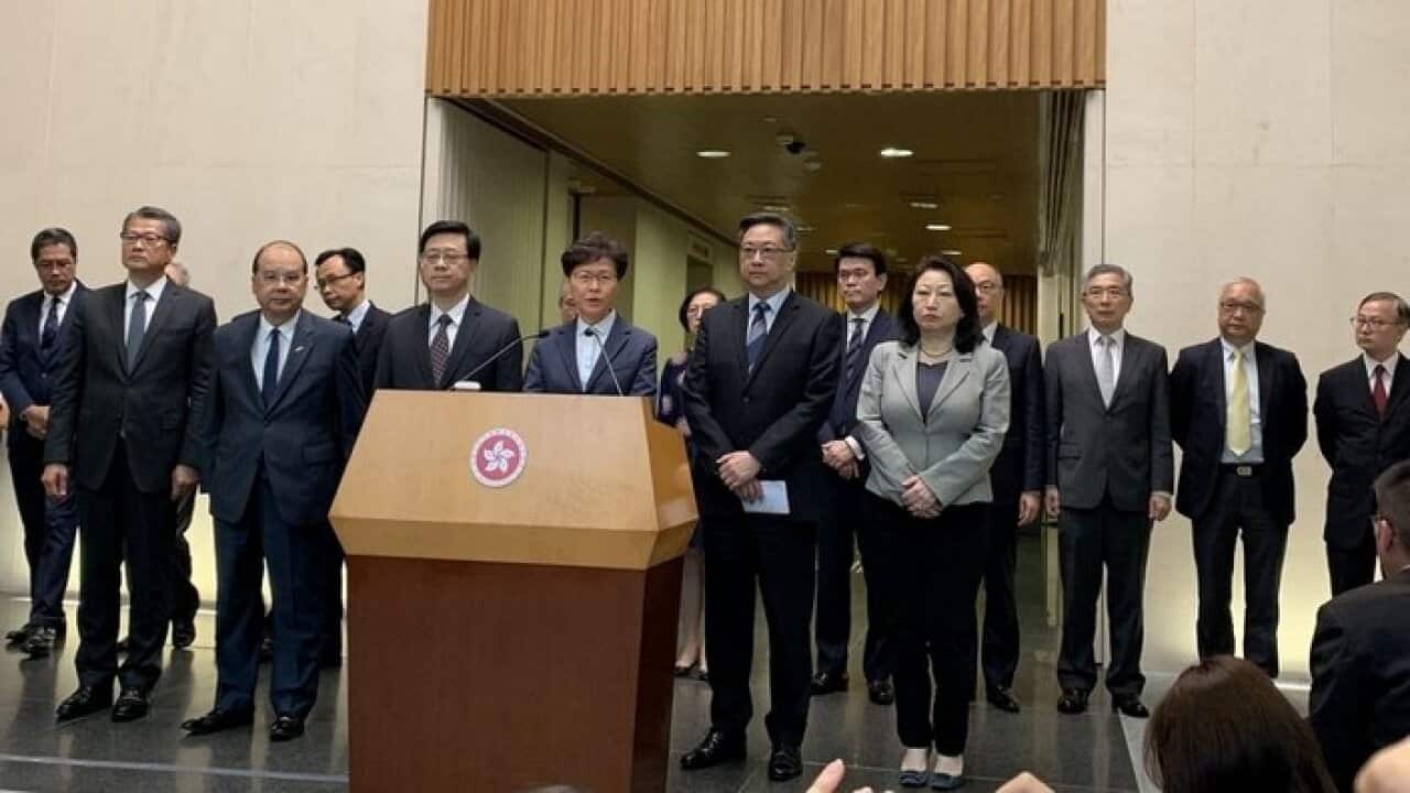 Carrie Lam says Hong Kong will suffer as a result of the loss of law and order.
