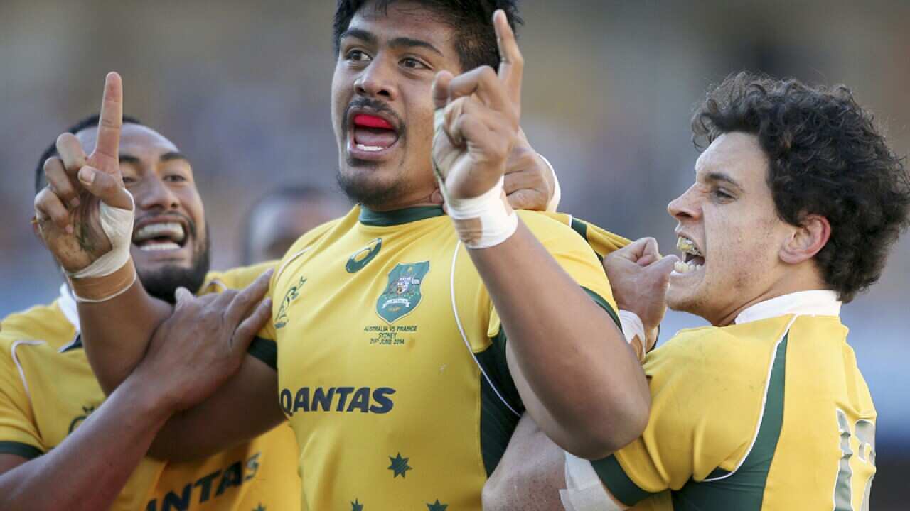 Wallabies debutant Will Skelton celebrates