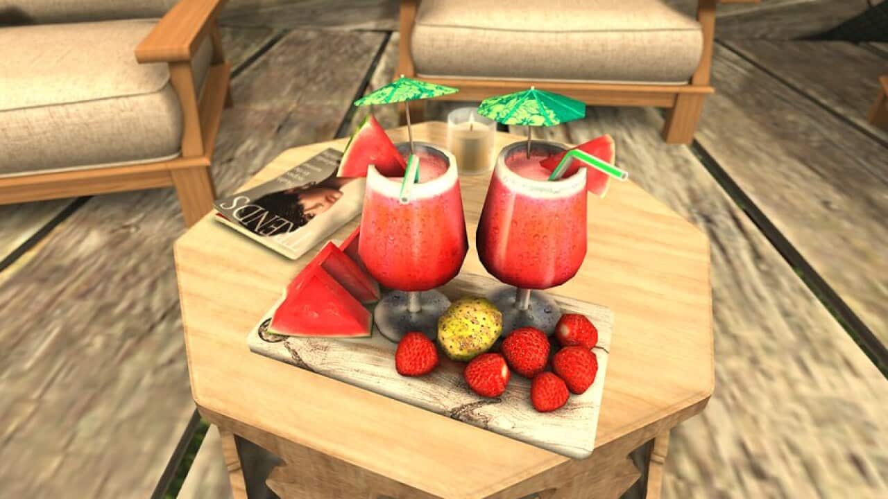 "MESH Watermelon milkshake giver (copyable)" by ▓▒░ TORLEY ░▒▓ is licensed under CC BY-SA 2.0
