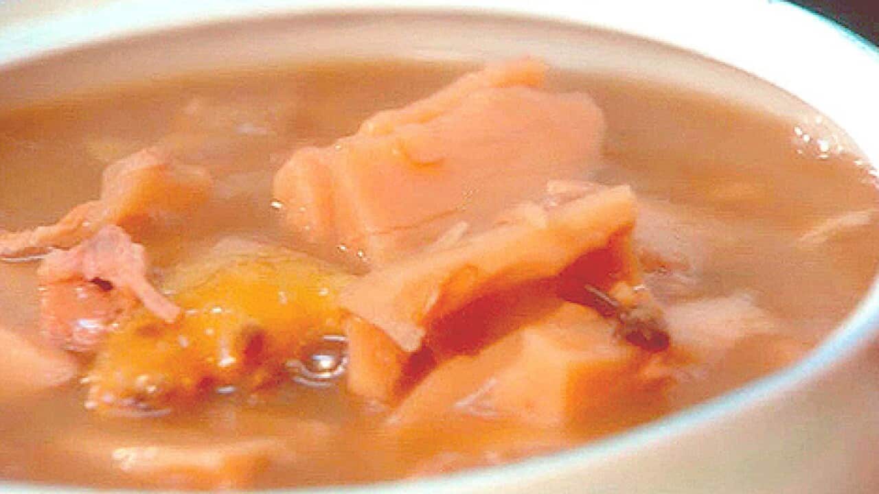 Braised lotus with pork rib soup