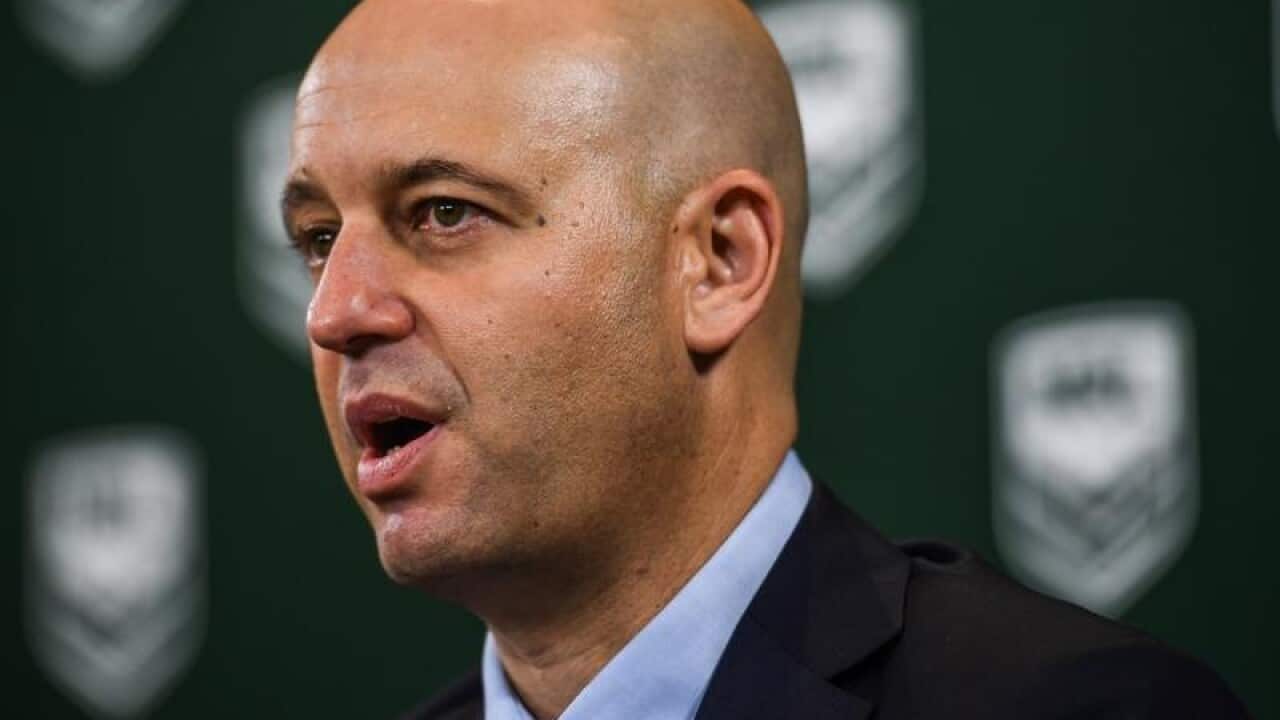 NRL CEO Todd Greenberg at a conference for the Sea Eagles Salary Cap.