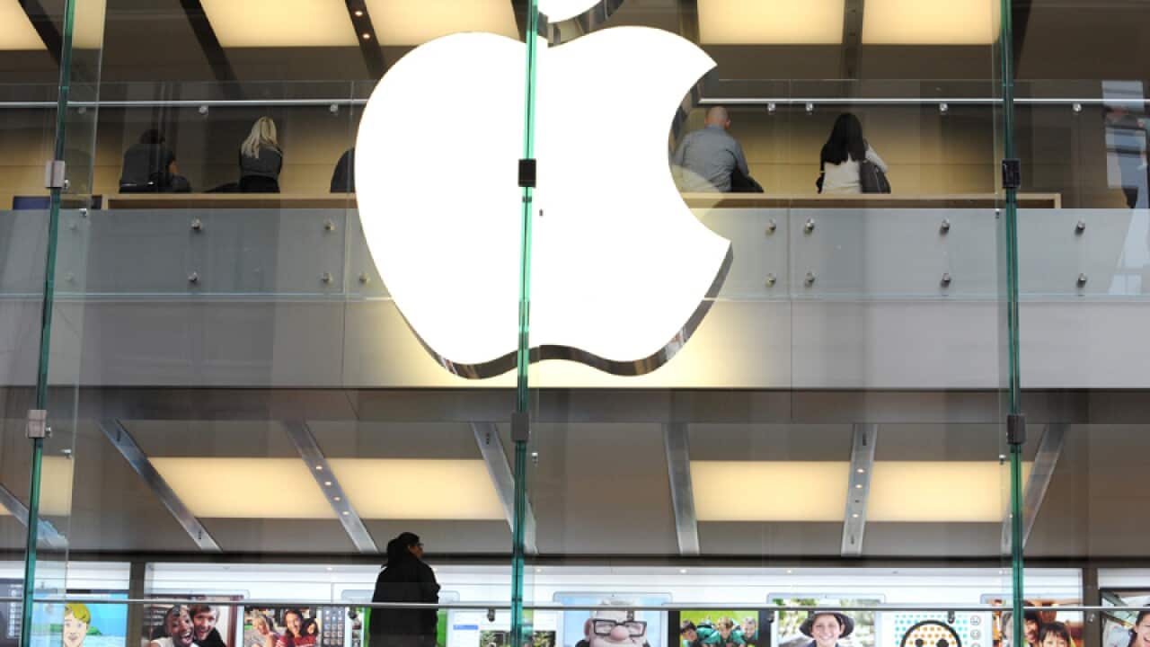 The Apple symbol at the Apple Store in Sydney