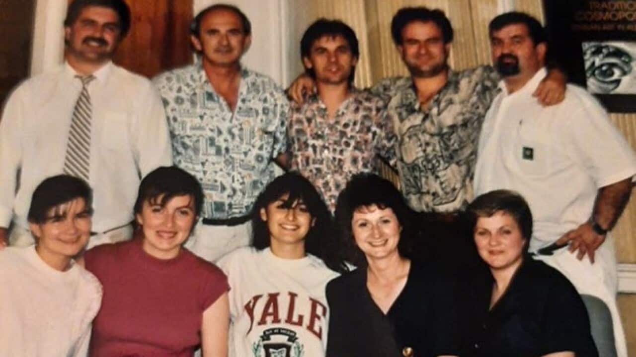 Оснивач Српског гласа Ђорђе Маринковић са члановима прве редакције 1991.