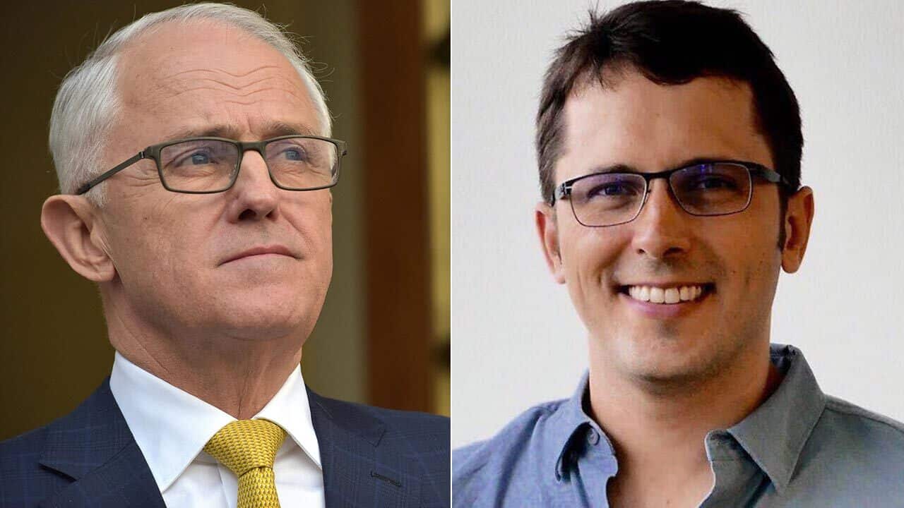 Alex Turnbull, right, has responded to claims he's acting on behalf of his father ahead of the Wentworth by-election.