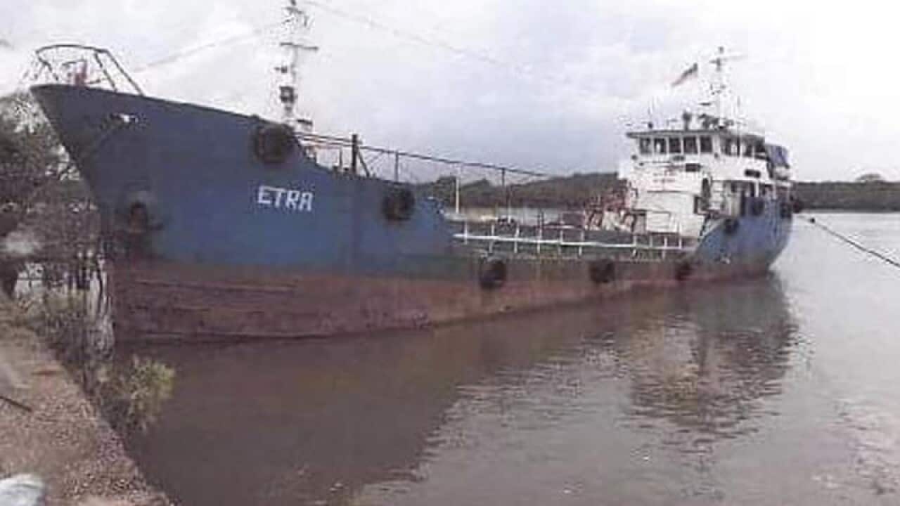 A supplied image of a rusty tanker near Kota Tinggi in Malaysia.