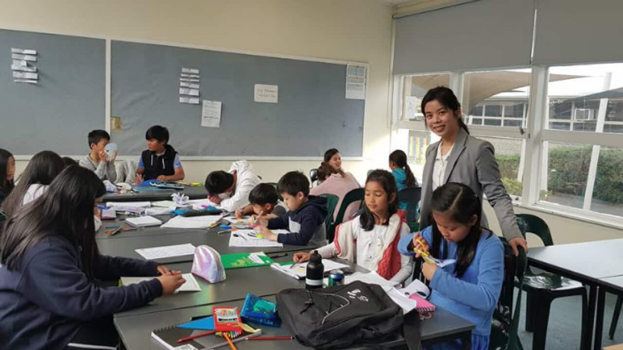 Rossalean To with her students at VSL Westall