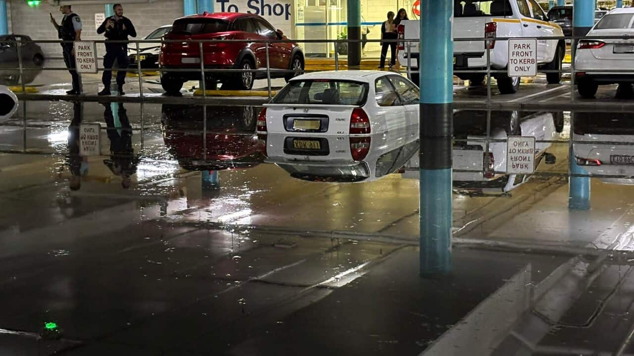 stockland carpark. Wetherill Park flooded. Courtesy of Cabramatta Facebook