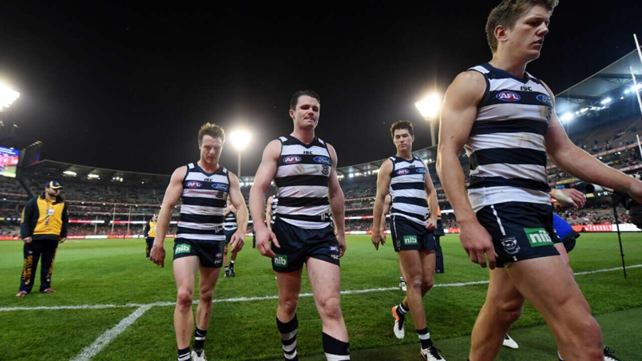The Cats react after losing their AFL preliminary final