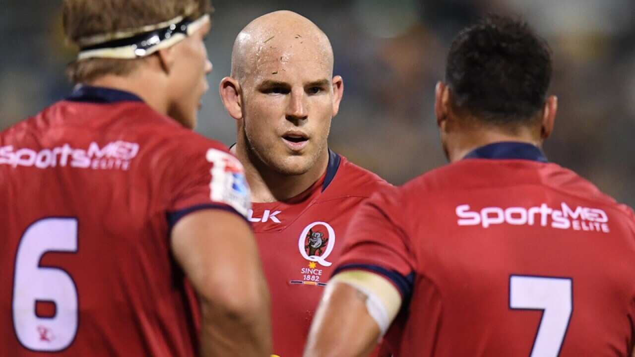 Queensland Reds captain Stephen Moore (C)