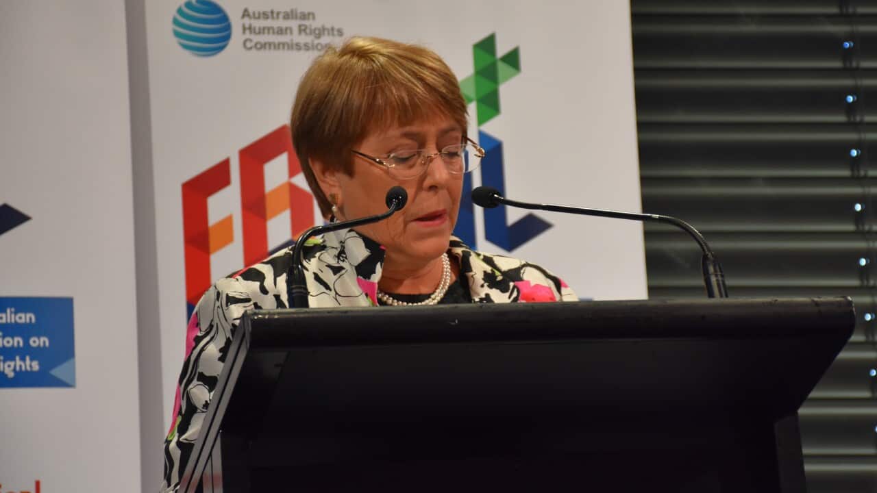 Michelle Bachelet talks in Sydney on Tuesday.