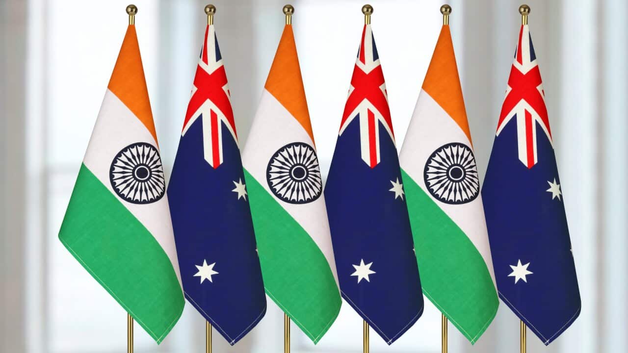National flags of India and Australia