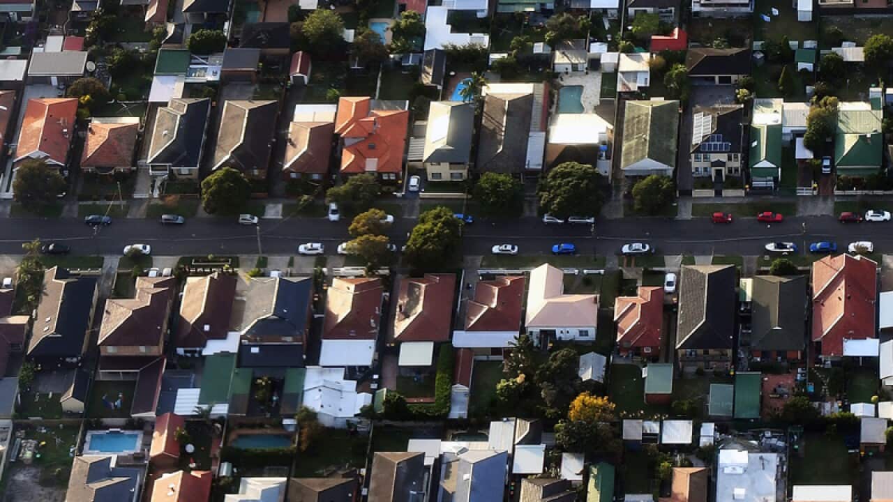 Australian homes are seen from a commercial aircraft