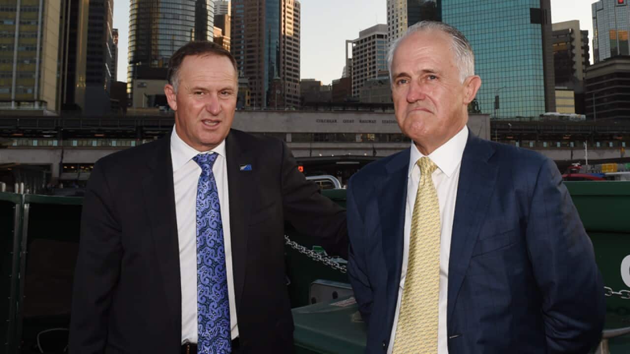 Australian PM Malcolm Turnbull (right) and New Zealand PM John Key
