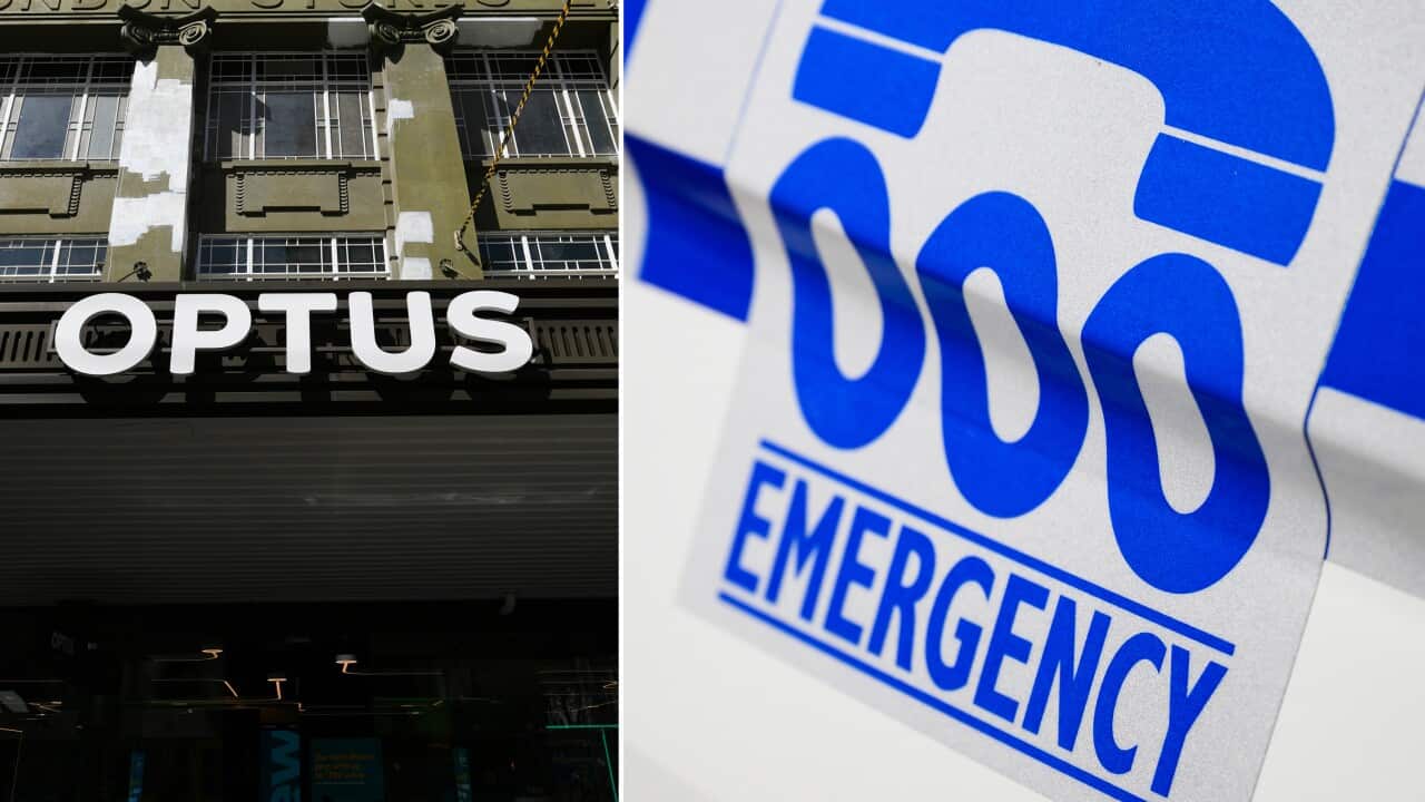 A composite image generated on Monday, September 22, 2025. Signage at an Optus store in Melbourne, Monday, September 22, 2025. (AAP Image/Erik Anderson) NO ARCHIVING