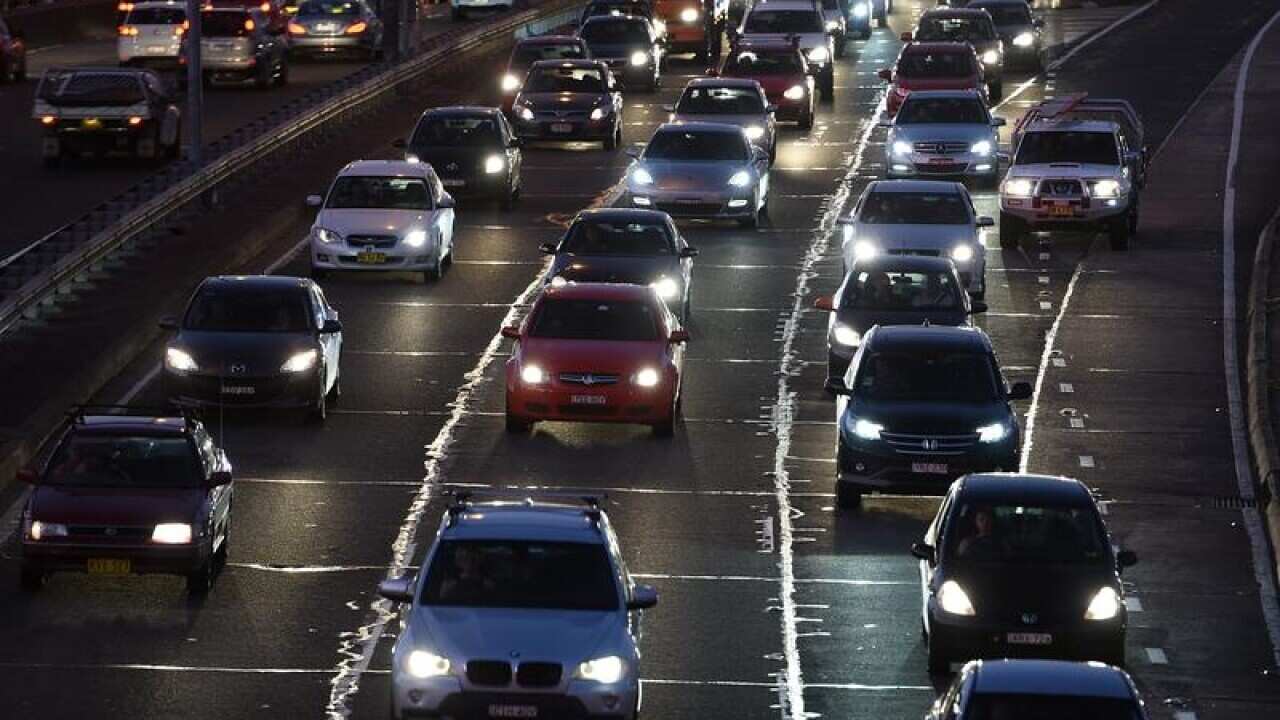 General view of traffic on the Warringah freeway