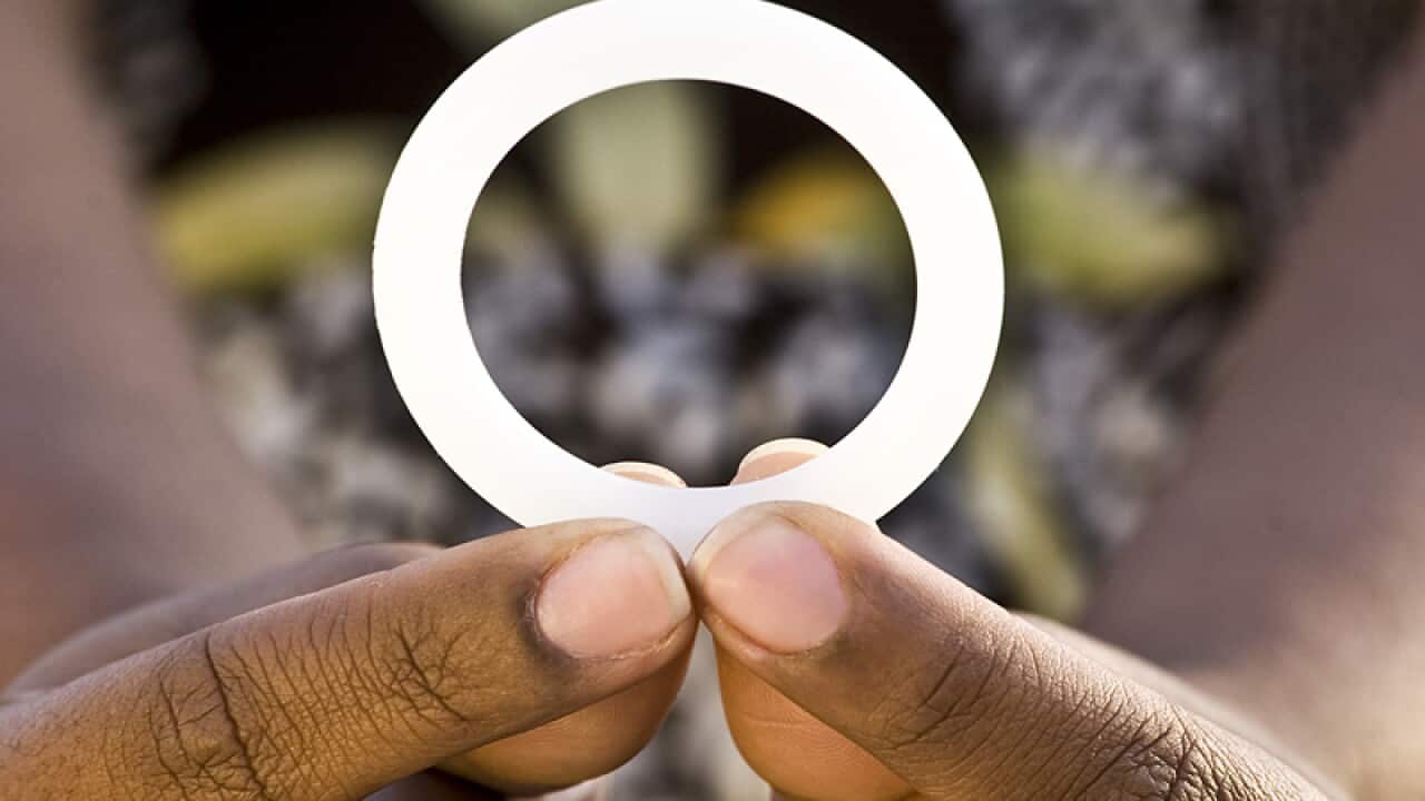 a ring that is coated with an anti-AIDS drug.