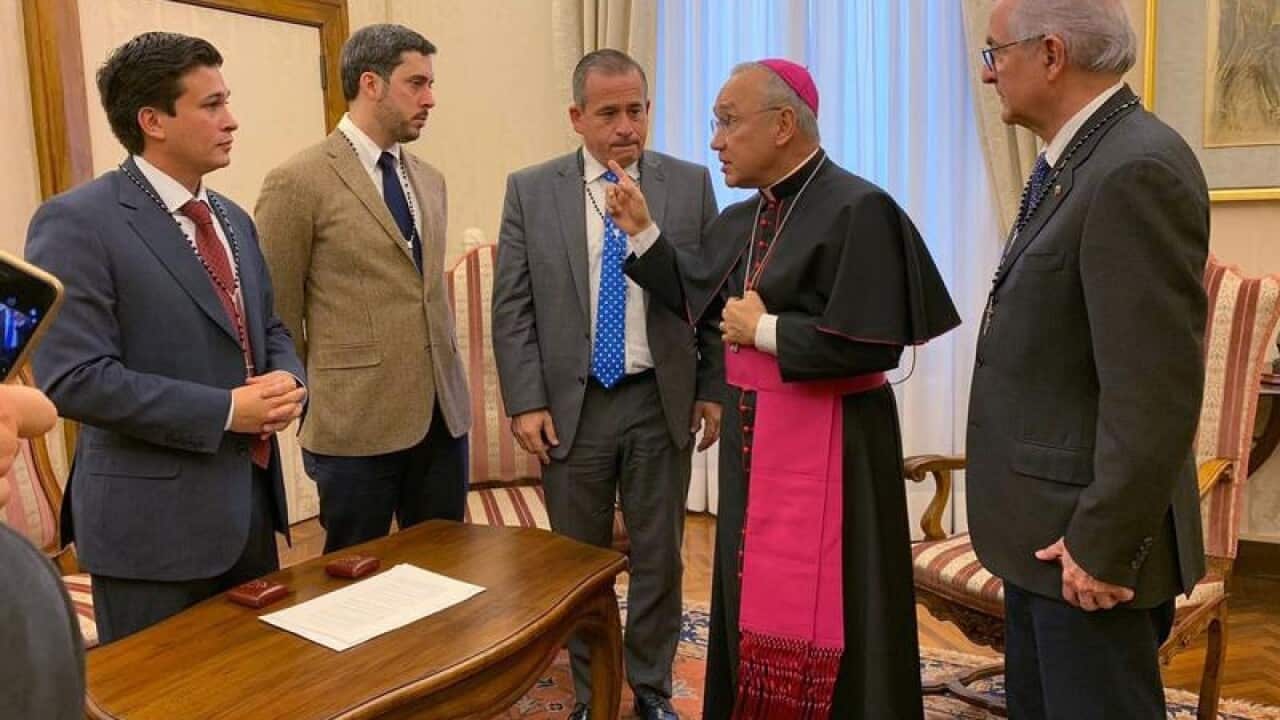 The Venezuelan delegation meet the deputy Vatican secretary