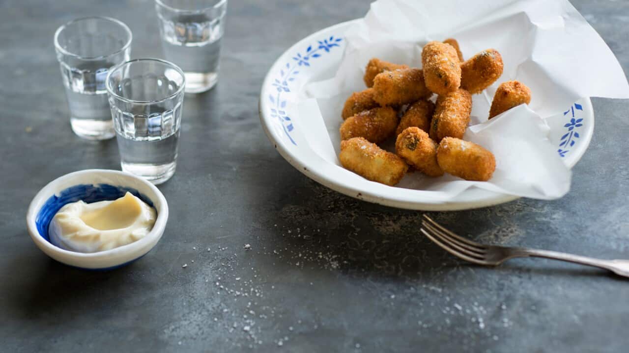 Potato, cavolo nero and prosciutto croquettes