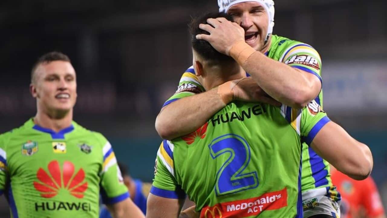 Canberra's Jarrod Croker and Nick Cotric